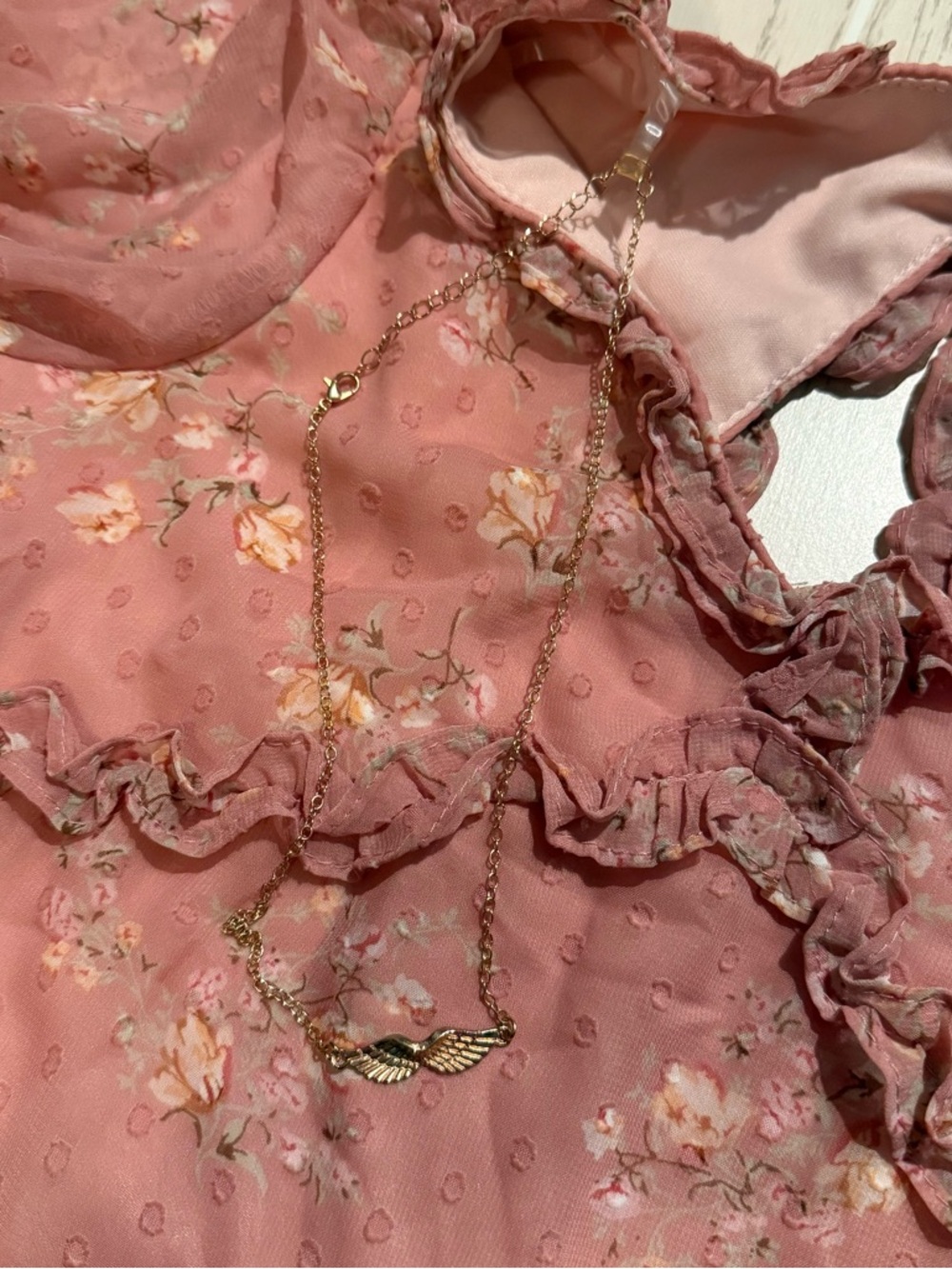 Rare Editions‎ Pink Floral Dress Girls 16 Ruffle Tiered Chiffon Necklace NWT - Picture 10 of 16
